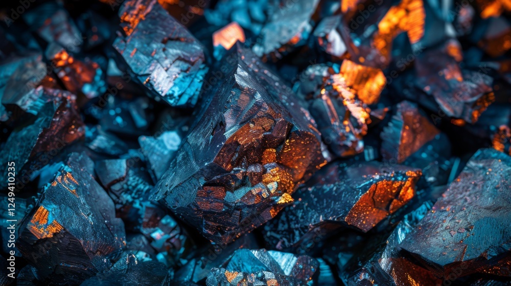Aufkleber vibrant mineral samples showcase a range of colors and textures, reflecting light in an artistic arr