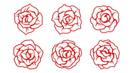 Outline Roses illustration design, Love Flowers clip art, Valentine symbol for Decoration on greeting card, Poster, Banner and Website, Romantic Tattoo, Botany graphic elements (Editable)