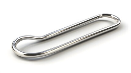 A shiny metal paperclip, clean white background, transparent isolate