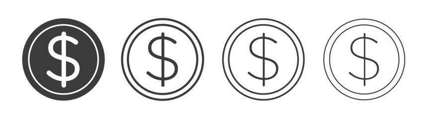 Dollar icons set vectors graphic designs