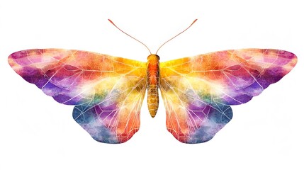 A colorful butterfly on a clean white background, transparent isolate