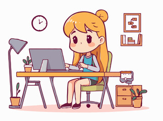 Work From Home Concept: Remote Job Vector Design