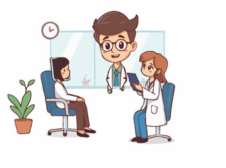 Virtual Doctor Visit: Patient-Doctor Interaction Illustration