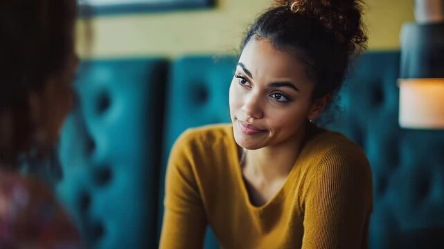 An African American woman engages in a conversation with a psychologist about confronting personal challenges and the importance of seeking support from a mental health professional