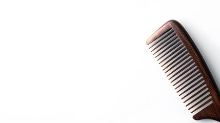 A classic comb made of wood, clean white background, transparent isolate