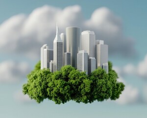 Obraz premium Smart urban planning integrating CO2absorbing infrastructure in megacities
