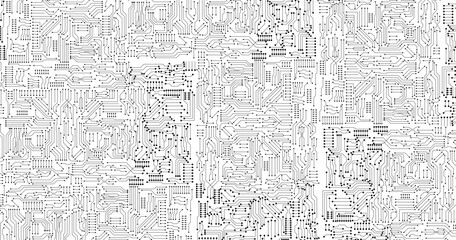 Circuit board grayscale tone futuristic digital technology communication system background template vector design. Technology control panel texture illustration.