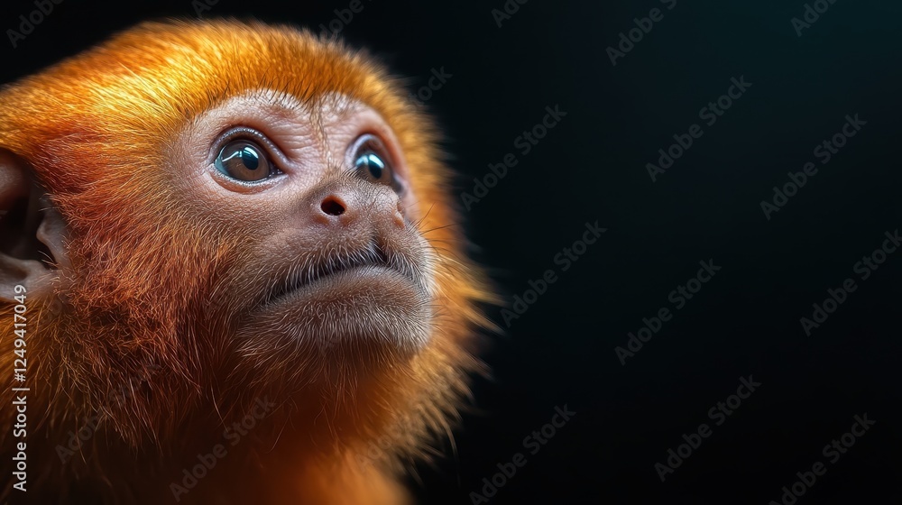 Poster this close-up captures the expressive face of a monkey, showcasing its curious demeanor and vibrant 