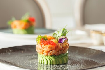 Delight in the artistry of fine dining sushi, crafted by a renowned chef. Fresh fish and vibrant ingredients come together, making every bite a celebration of flavor and romance