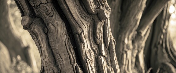 Obraz premium Macro Texture of an Old Tree Trunk in Natural Light