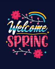 Fototapeta premium T shirt vector illustration of welcome spring