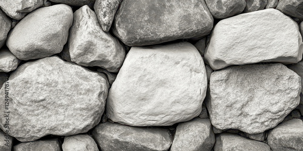 Poster stacked monochrome stones create a textured pattern and background