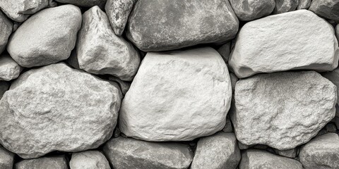 Stacked monochrome stones create a textured pattern and background
