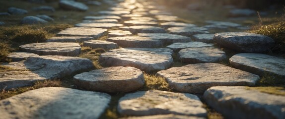 Natural Stone Pathway with Irregular Shapes in Sunlight Texture