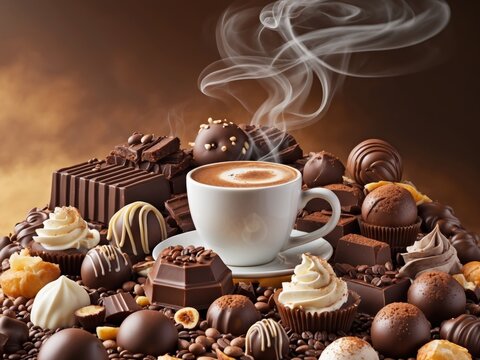 Indulgent Chocolate and Coffee Drinks with Sweet Treats.