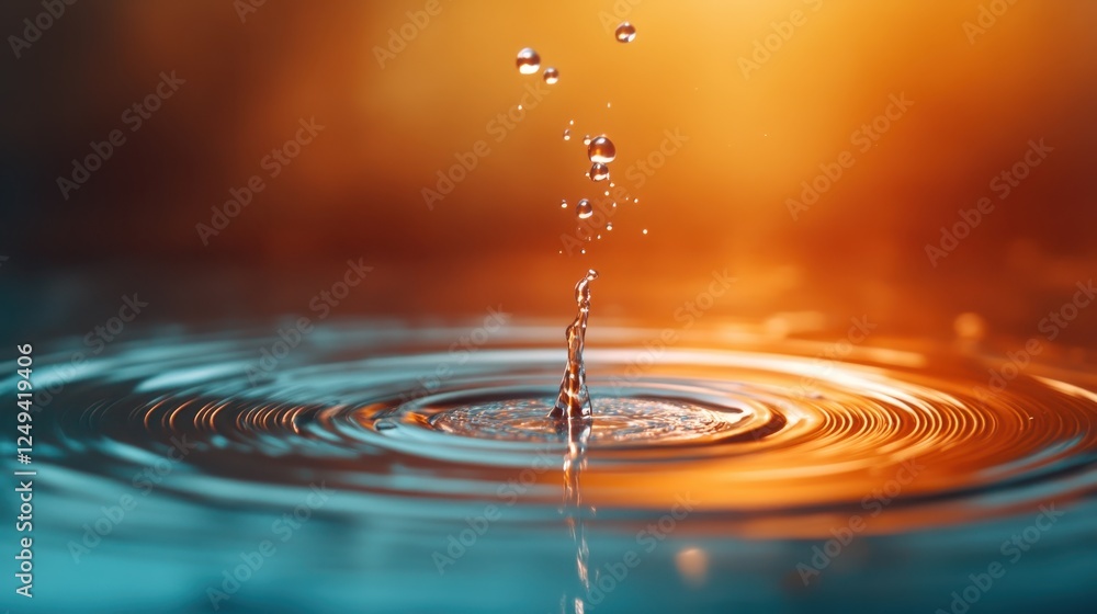 Poster this striking image captures a single droplet of water impacting the surface, creating mesmerizing r