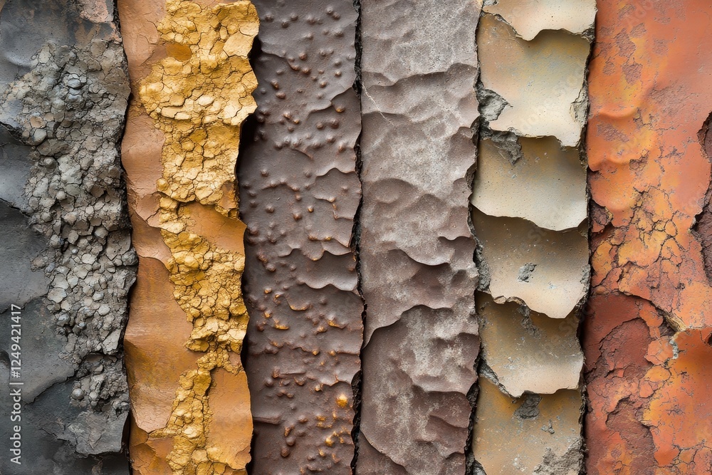 Poster various textured vertical stripes showing an array of colors