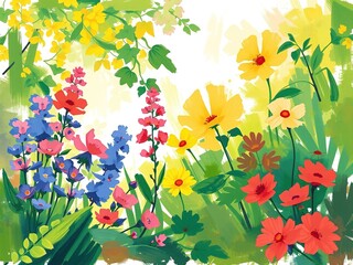 Ethereal Garden Canvas: Impressionistic Blooms with Brushwork Charm