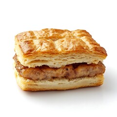 sausage biscuit sandwich isolated on white background