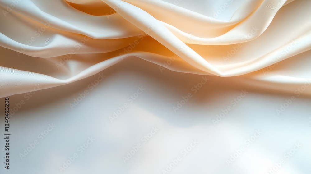 Poster an elegant arrangement of soft cream fabric creates a gentle flow on a light surface, evoking feelin