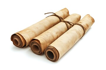 Fototapeta premium set of empty scroll, parchment on white.