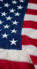 American Flag Close-Up: Stars & Stripes Forever! Patriotic Symbol, Pride, Freedom, Independence Day Inspiration. Waving Colors, United States of America.