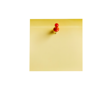 blank yellow sticky note with pin transparent cutout png