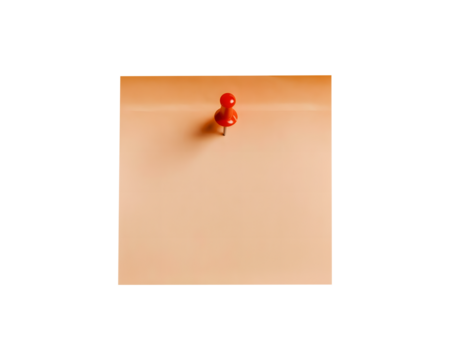 blank orange sticky note paper with red pin transparent cutout png