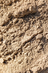 Close-up texture of natural sand surface in bright sunlight