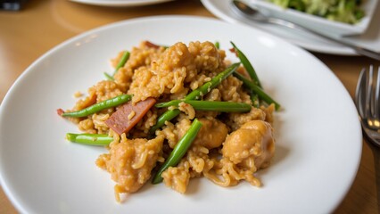 Delicious Creamy Ramen Noodle Stir-Fry with Green Beans and Ham