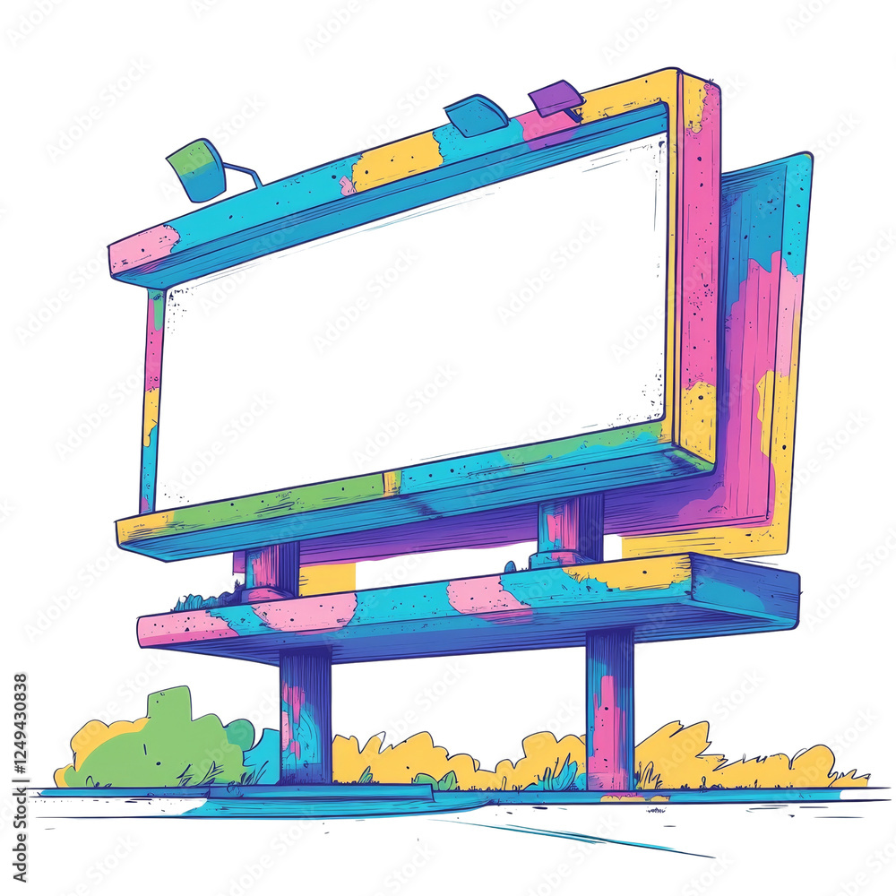 Aufkleber Vibrant Billboard Structure with Empty Display Space for Custom Advertising