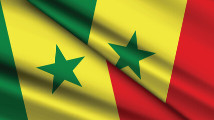 National Background of SENEGAL Featuring Two Wavy Flags