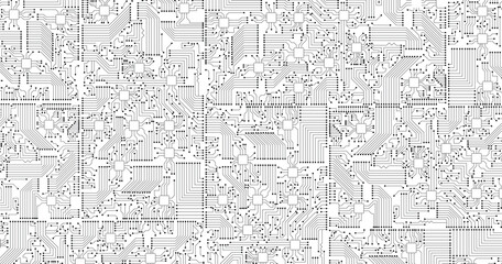 Grey circuit line technology pattern on white background vector illustration.