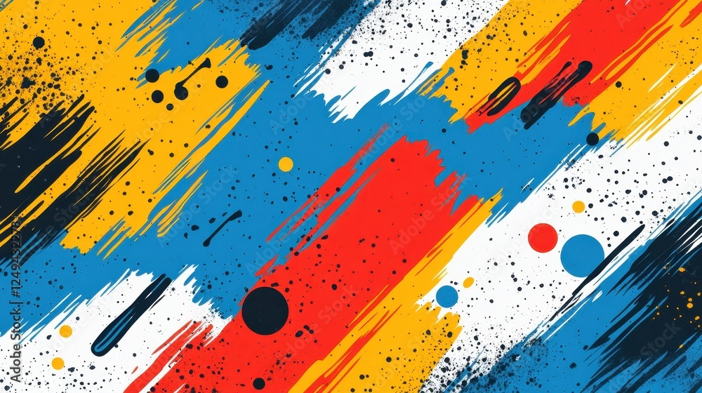 Poster Abstract colorful paint strokes, dynamic background, design element