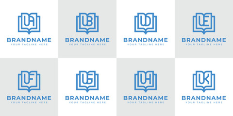 Fototapeta premium Letters UA UB UD UE UF UG UH UK Book Logo, symbolizing knowledge, education, and growth