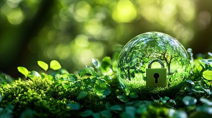 Nature's security minimalist cybersecurity services concept in lush green environment