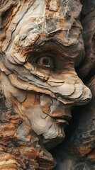 Fototapeta premium Geological formation resembles a human face carved in stone