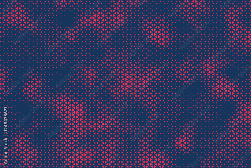 Aufkleber Abstract Blue and Red Halftone Triangle Background. Duotone triangle dots pattern. Abstract geometric grunge background. Vector illustration.