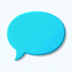 A bright blue speech bubble shape against a light background, symbolizing communication and dialogue.