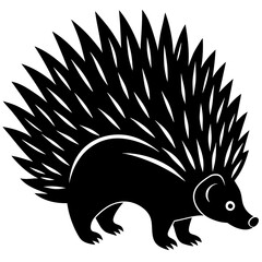 A porcupine raising its quills silhouette vector illustration 