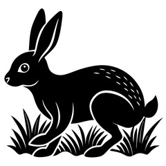  A rabbit hopping through grass  silhouette vector illustration 