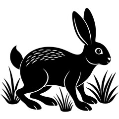  A rabbit hopping through grass  silhouette vector illustration 