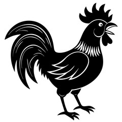  A rooster crowing in the morning silhouette vector illustration 