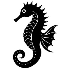  A seahorse floating in the water  silhouette vector illustration 