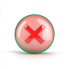 Fototapeta premium A glossy, round icon features a red 