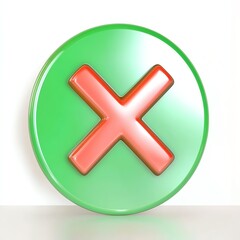 Obraz premium A circular button featuring a red 