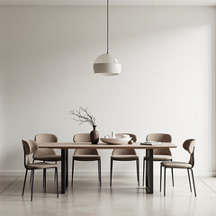 Minimalist Scandinavian Dining Room Interior with Modern Furniture