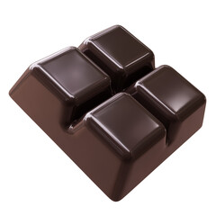 Chocolate bar isolated on white, transparent. Closeup