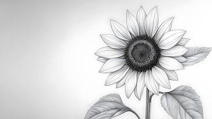 Fototapeta premium Sunflower line art bloom illustration high resolution hd image