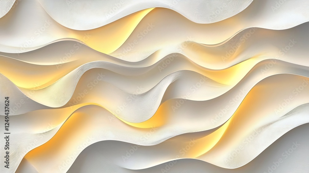 Aufkleber elegant abstract background of flowing curves with warm yellow and white hues creating a soft and mo